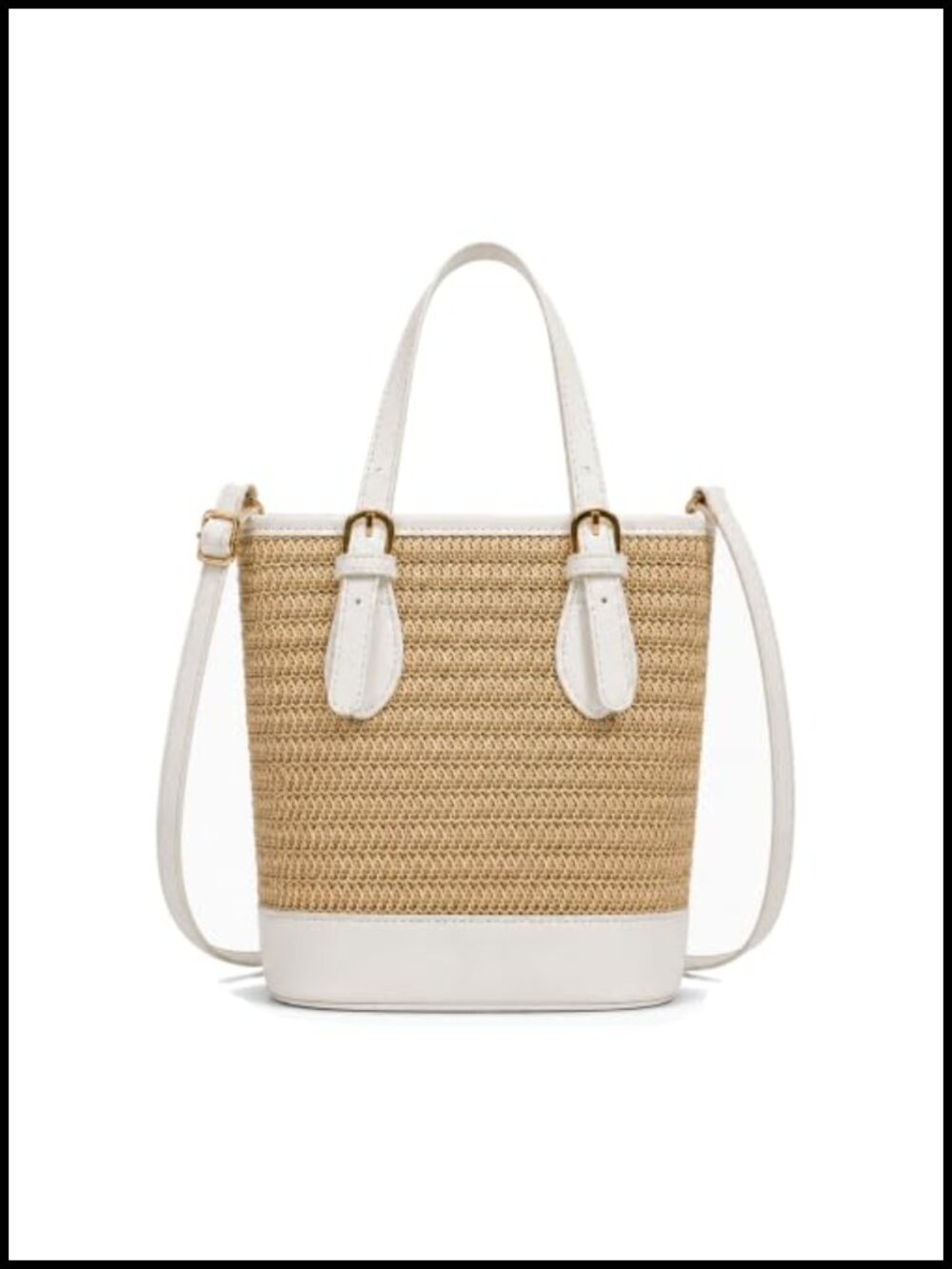 Women's Straw Bucket Bag, Summer Beach Crossbody Purse, Woven Travel Tote